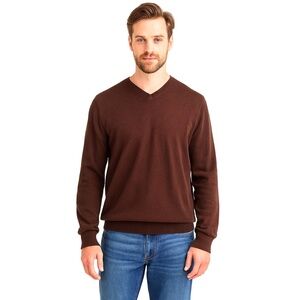 LL Bean Sweater Men's L Brown Cashmere Cotton Blend Preppy Minimalist Fall Cozy